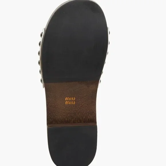 MIU MIU 5Z425E White Patent Leather Wooden Clogs Sandals, sz 38 - Picture 5 of 16